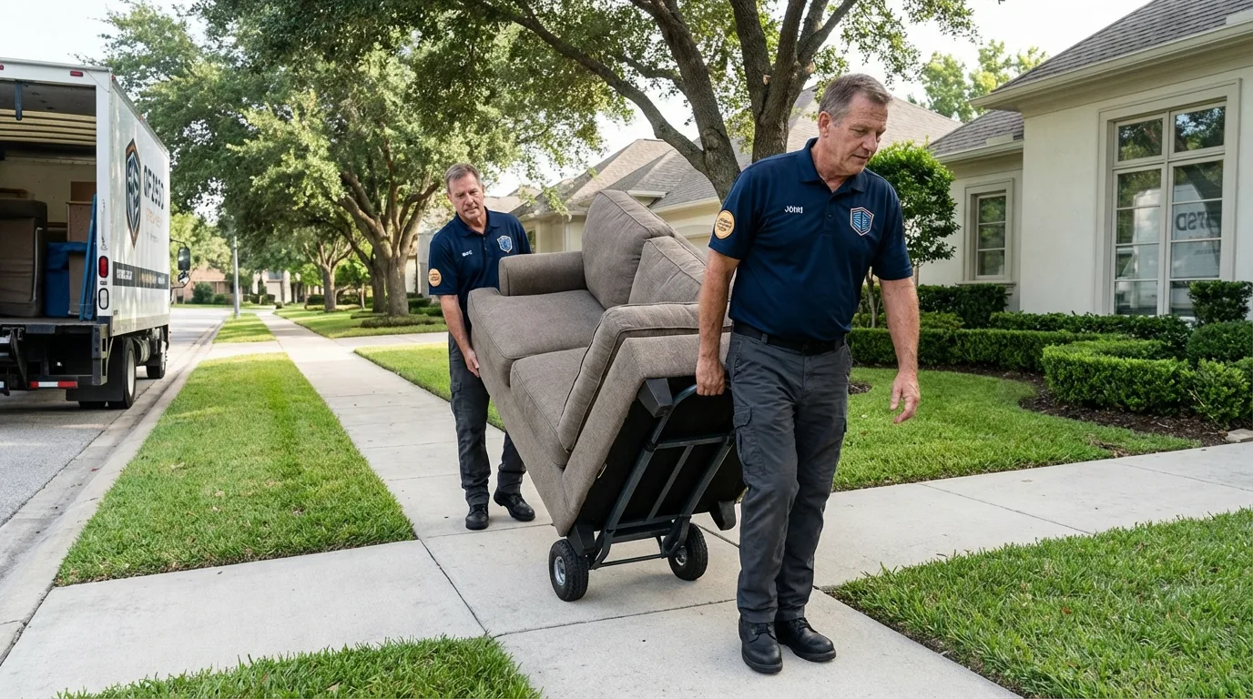 Local residential moving crew loading furniture in West Sacramento, CA